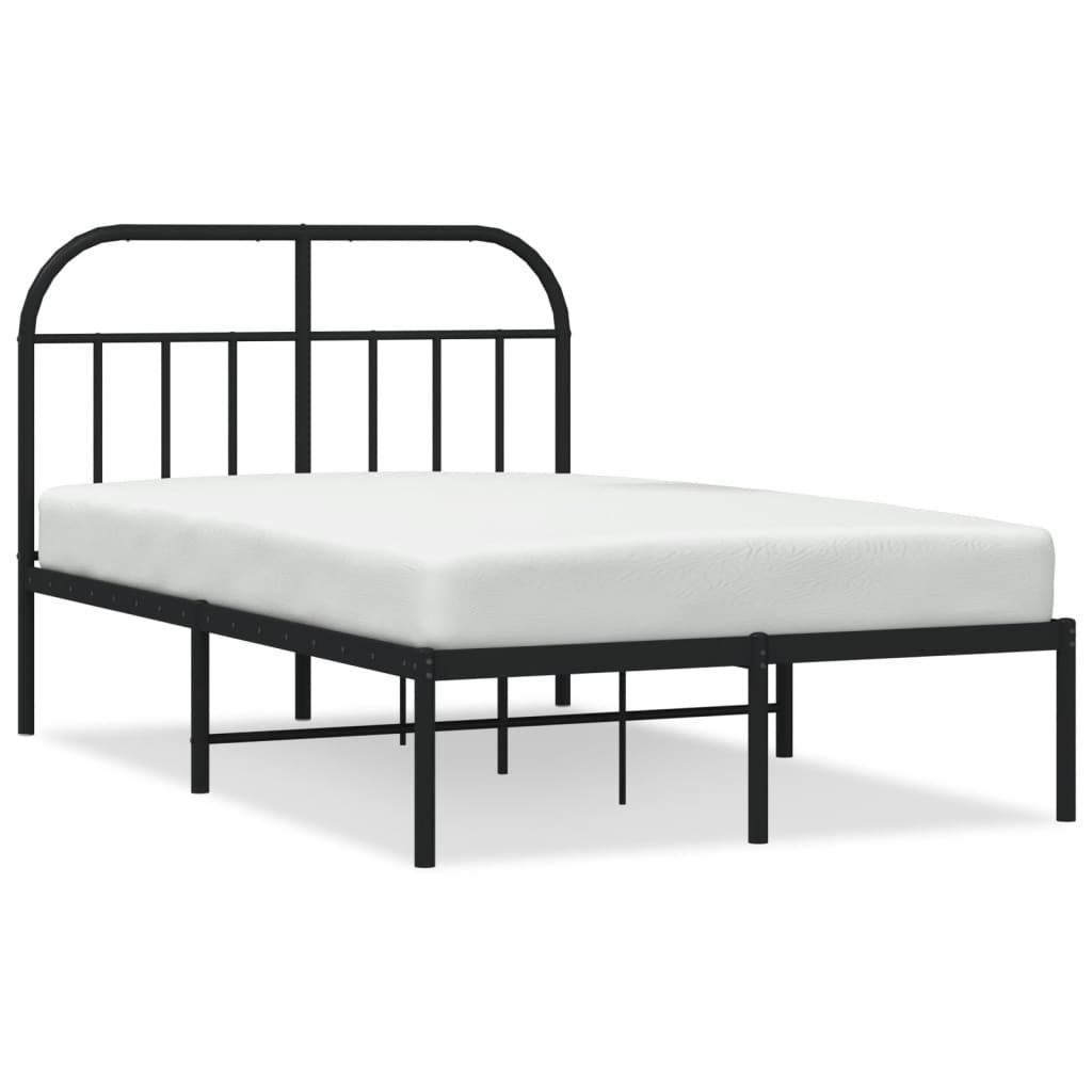 Metalni okvir za krevet s uzglavljem crni 120x190 cm