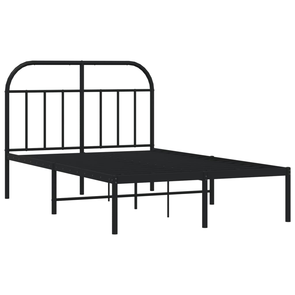 Metalni okvir za krevet s uzglavljem crni 120x190 cm