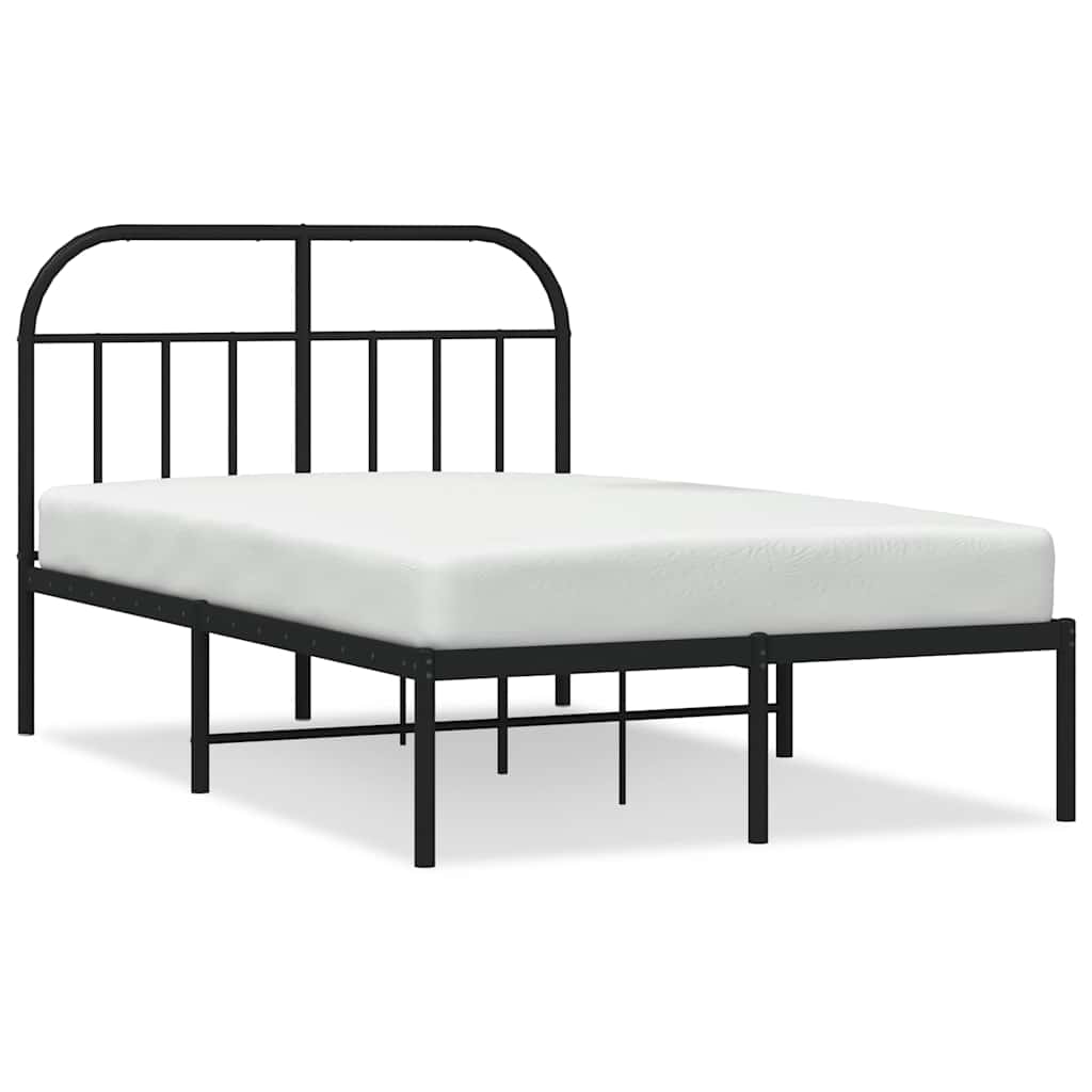Metalni okvir za krevet s uzglavljem crni 120x200 cm