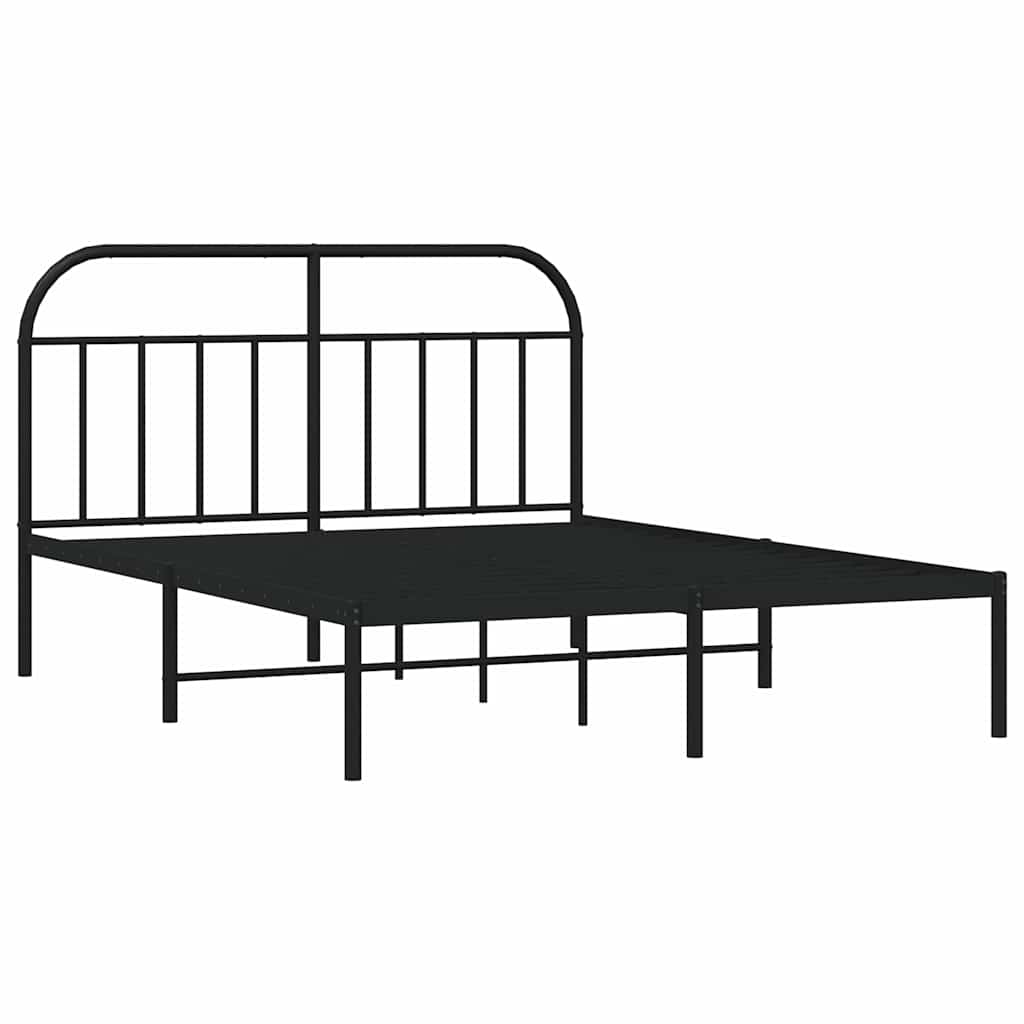 Metalni okvir za krevet s uzglavljem crni 135x190 cm