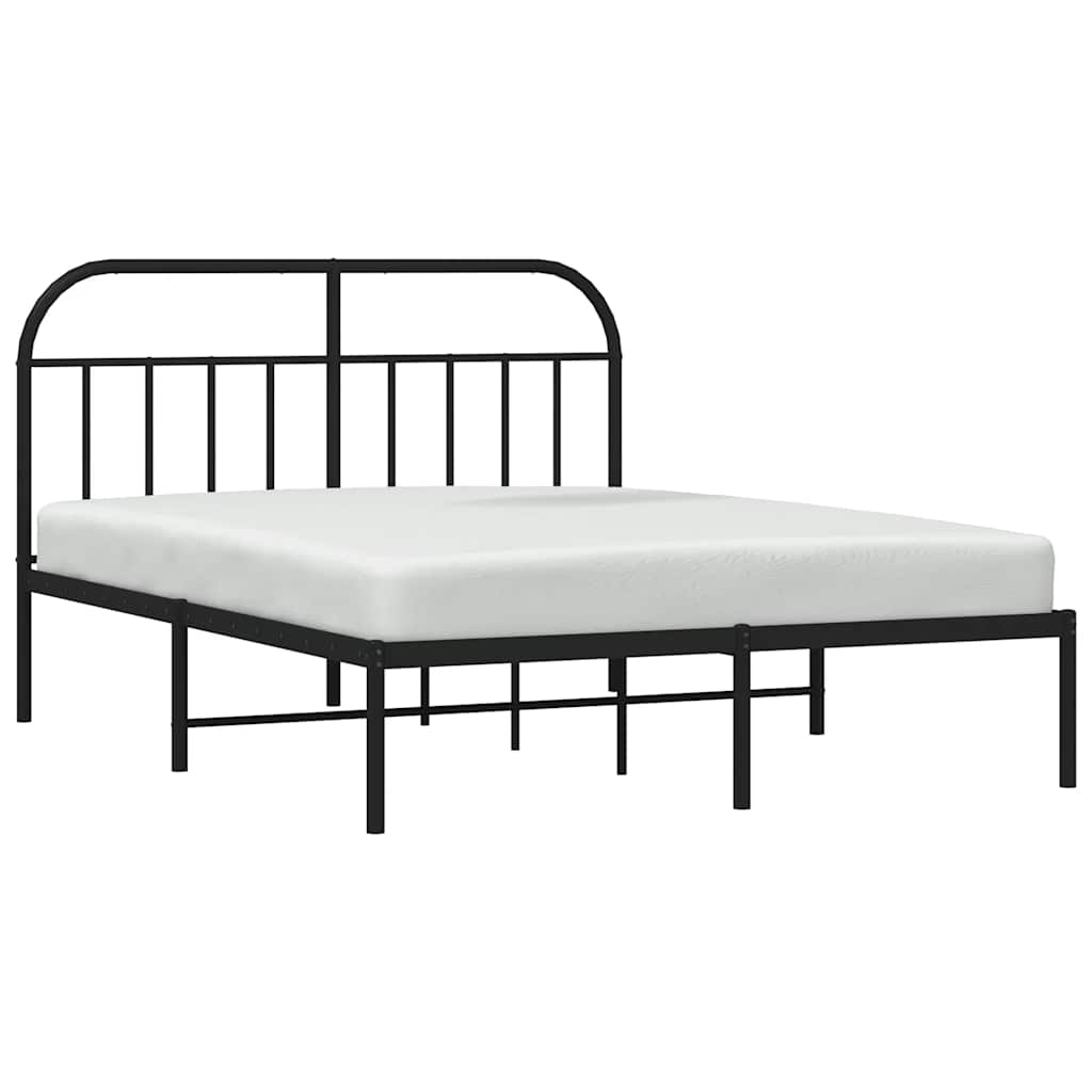 Metalni okvir za krevet s uzglavljem crni 135x190 cm