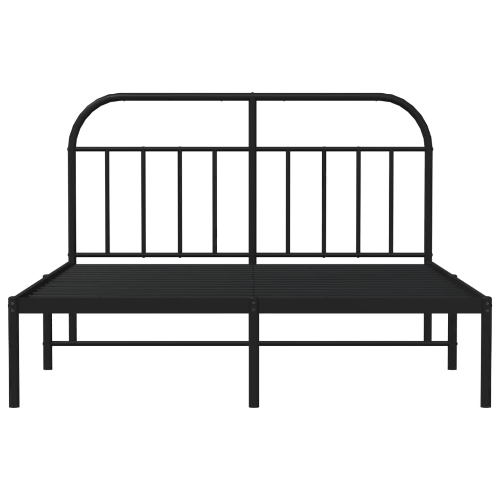 Metalni okvir za krevet s uzglavljem crni 140x190 cm