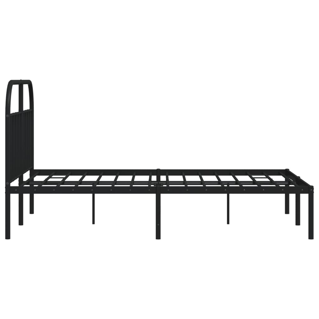 Metalni okvir za krevet s uzglavljem crni 140x190 cm