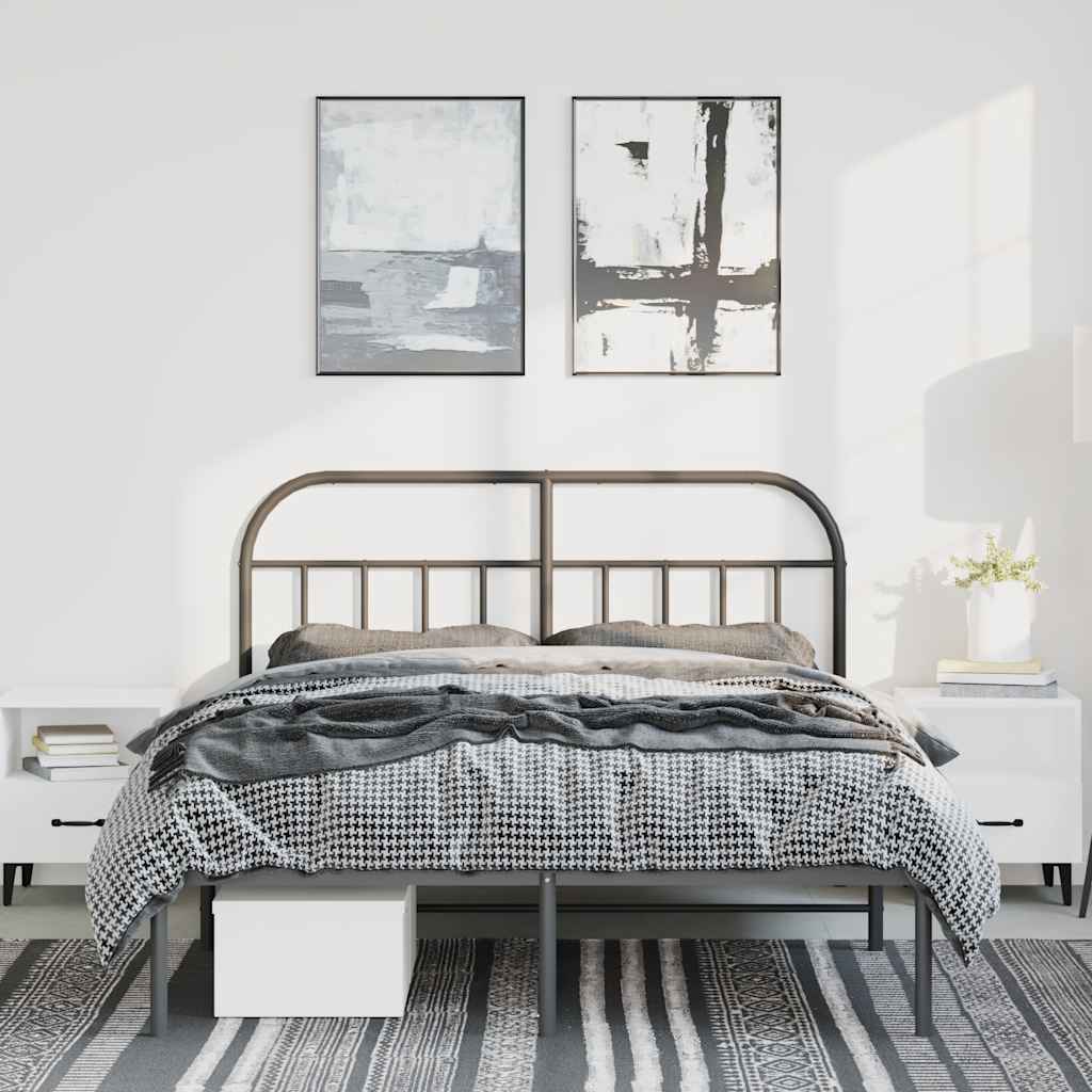 Metalni okvir za krevet s uzglavljem crni 150x200 cm