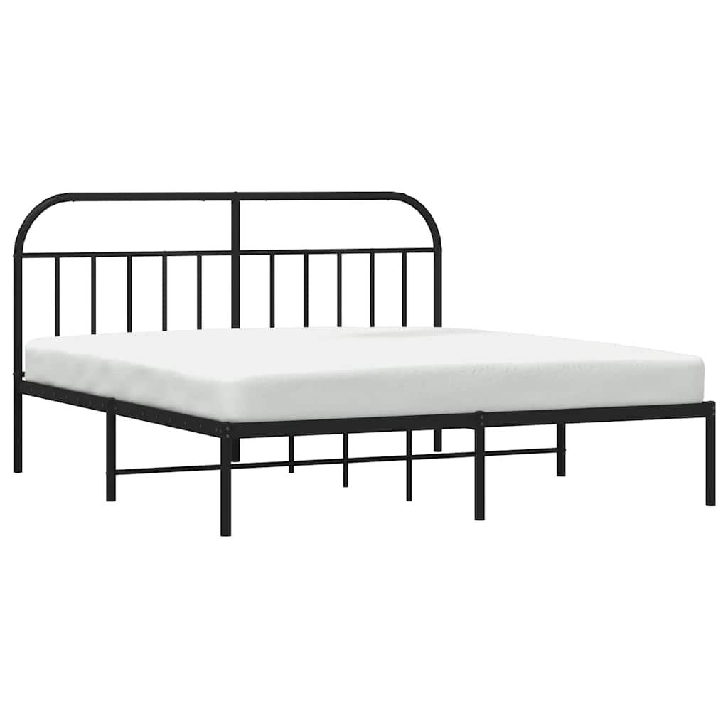 Metalni okvir za krevet s uzglavljem crni 183x213 cm