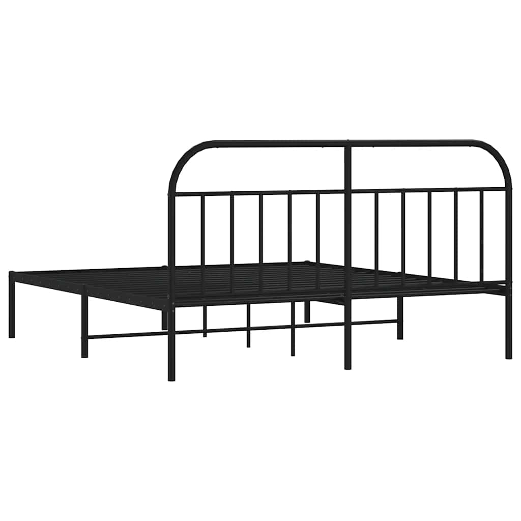 Metalni okvir za krevet s uzglavljem crni 183x213 cm