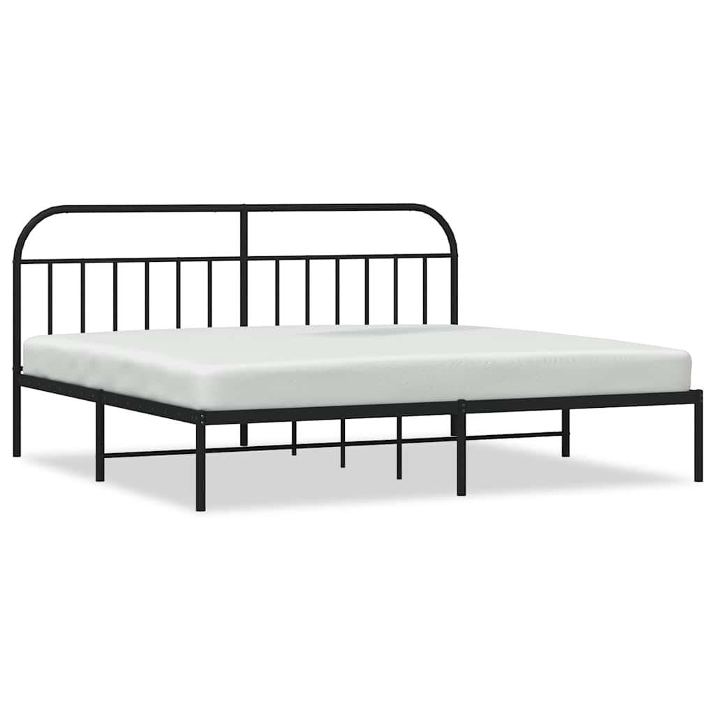 Metalni okvir za krevet s uzglavljem crni 200x200 cm