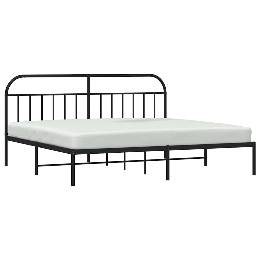Metalni okvir za krevet s uzglavljem crni 200x200 cm