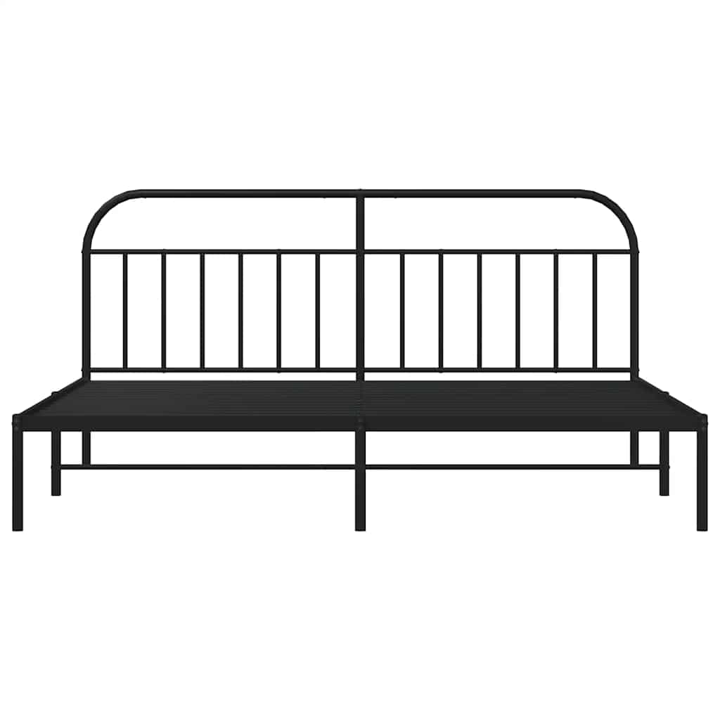 Metalni okvir za krevet s uzglavljem crni 200x200 cm