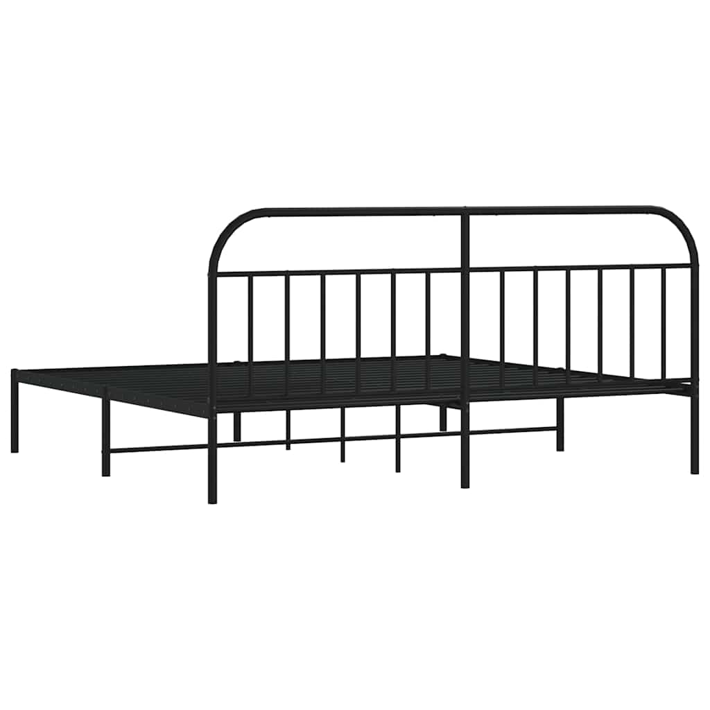Metalni okvir za krevet s uzglavljem crni 200x200 cm