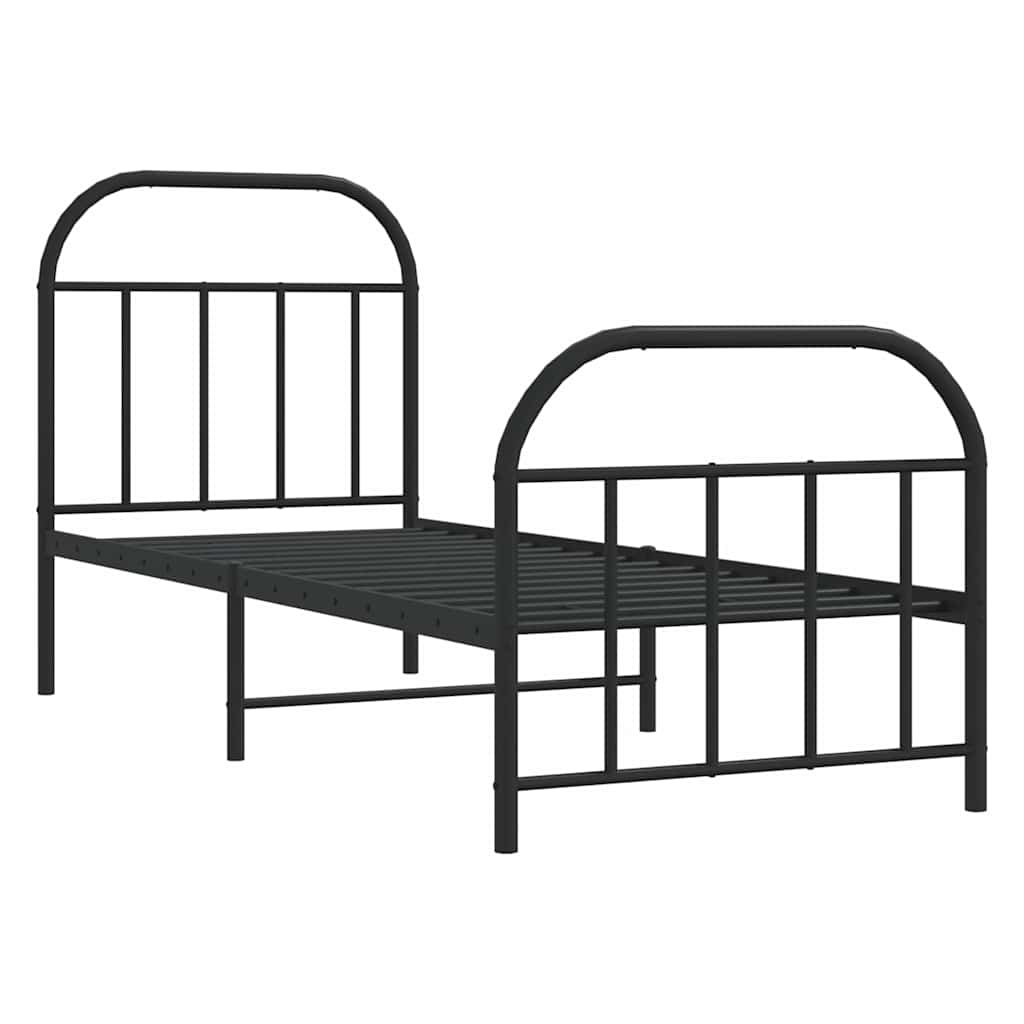 Metalni okvir kreveta uzglavlje i podnožje crni 75x190 cm