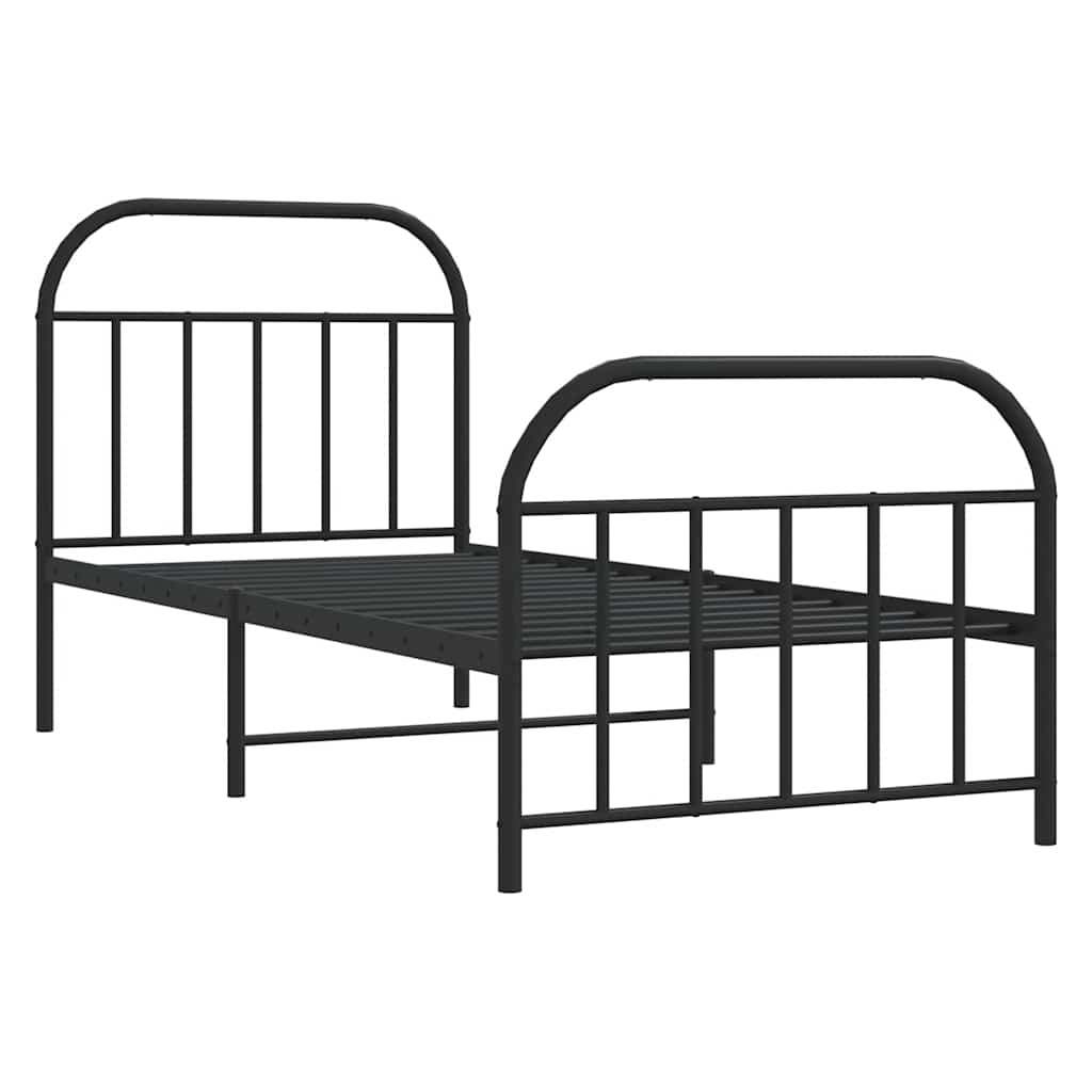 Metalni okvir kreveta uzglavlje i podnožje crni 90x190 cm