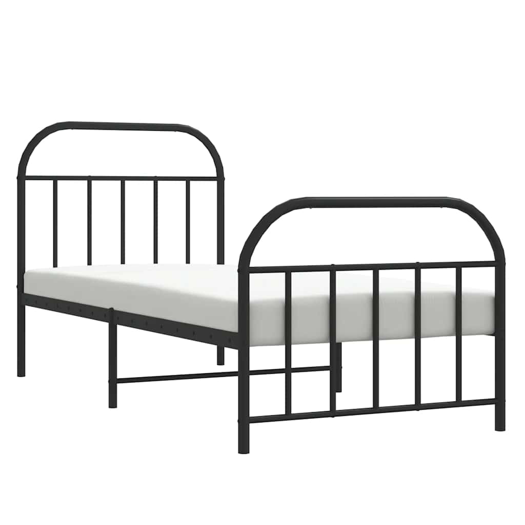 Metalni okvir kreveta uzglavlje i podnožje crni 90x190 cm