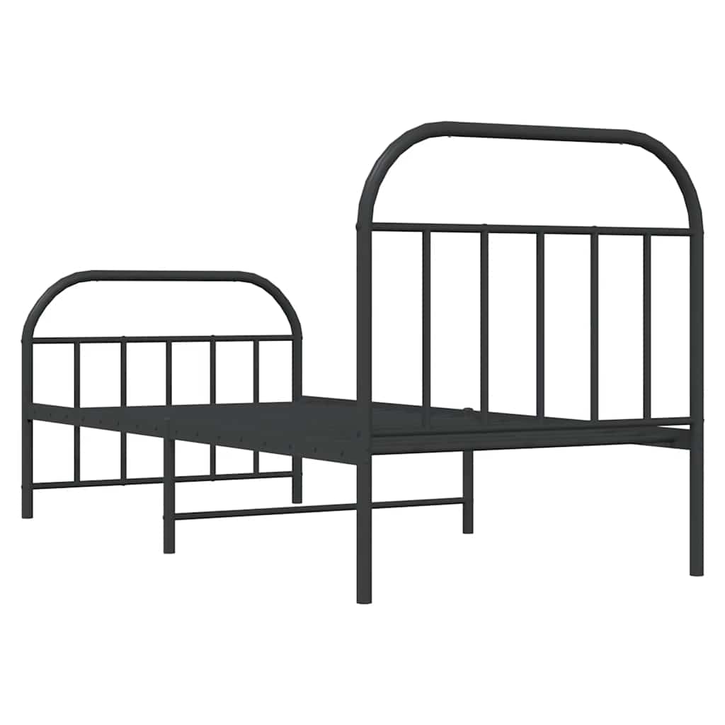 Metalni okvir kreveta uzglavlje i podnožje crni 90x190 cm