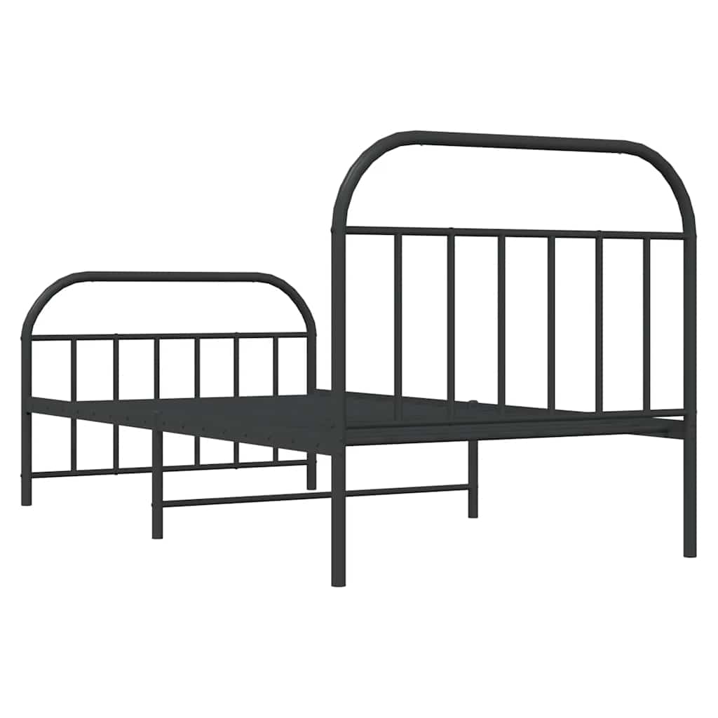 Metalni okvir kreveta uzglavlje i podnožje crni 100x190 cm