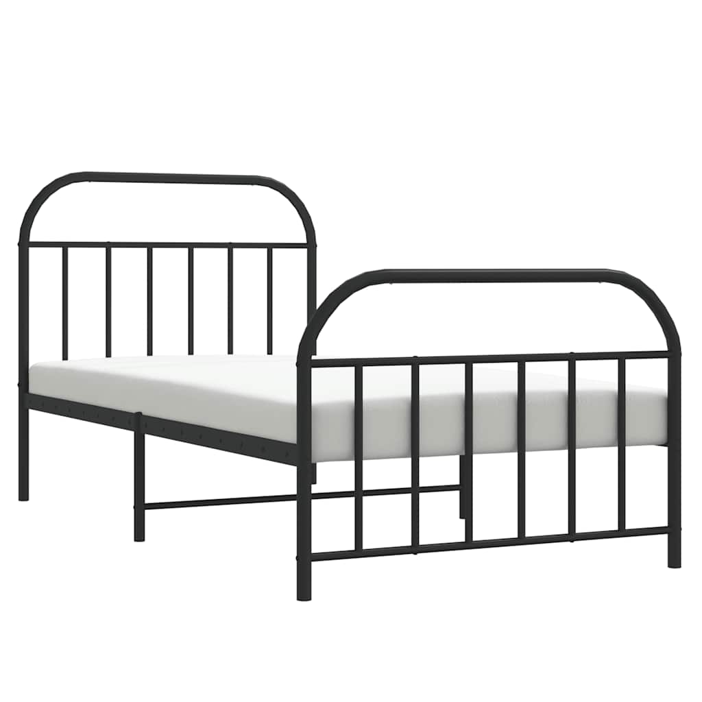 Metalni okvir kreveta uzglavlje i podnožje crni 100x200 cm