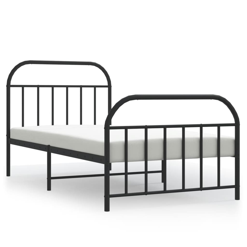 Metalni okvir kreveta uzglavlje i podnožje crni 107x203 cm