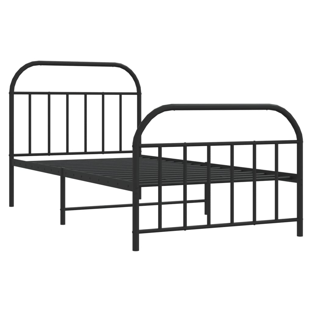 Metalni okvir kreveta uzglavlje i podnožje crni 107x203 cm