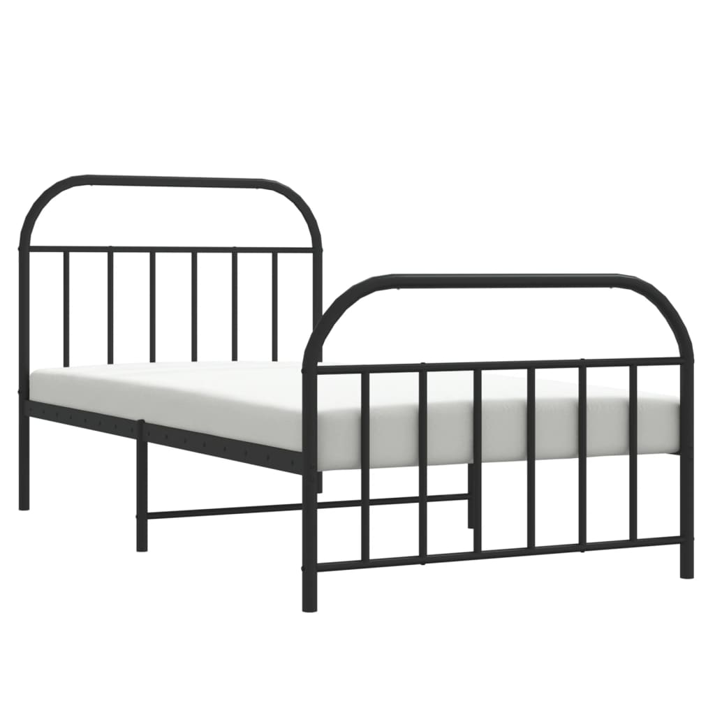 Metalni okvir kreveta uzglavlje i podnožje crni 107x203 cm