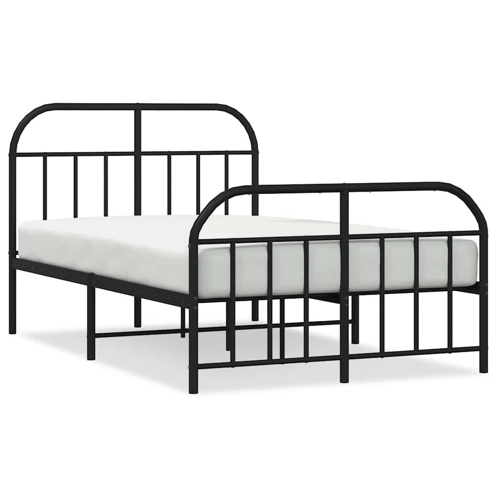 Metalni okvir kreveta uzglavlje i podnožje crni 120x190 cm