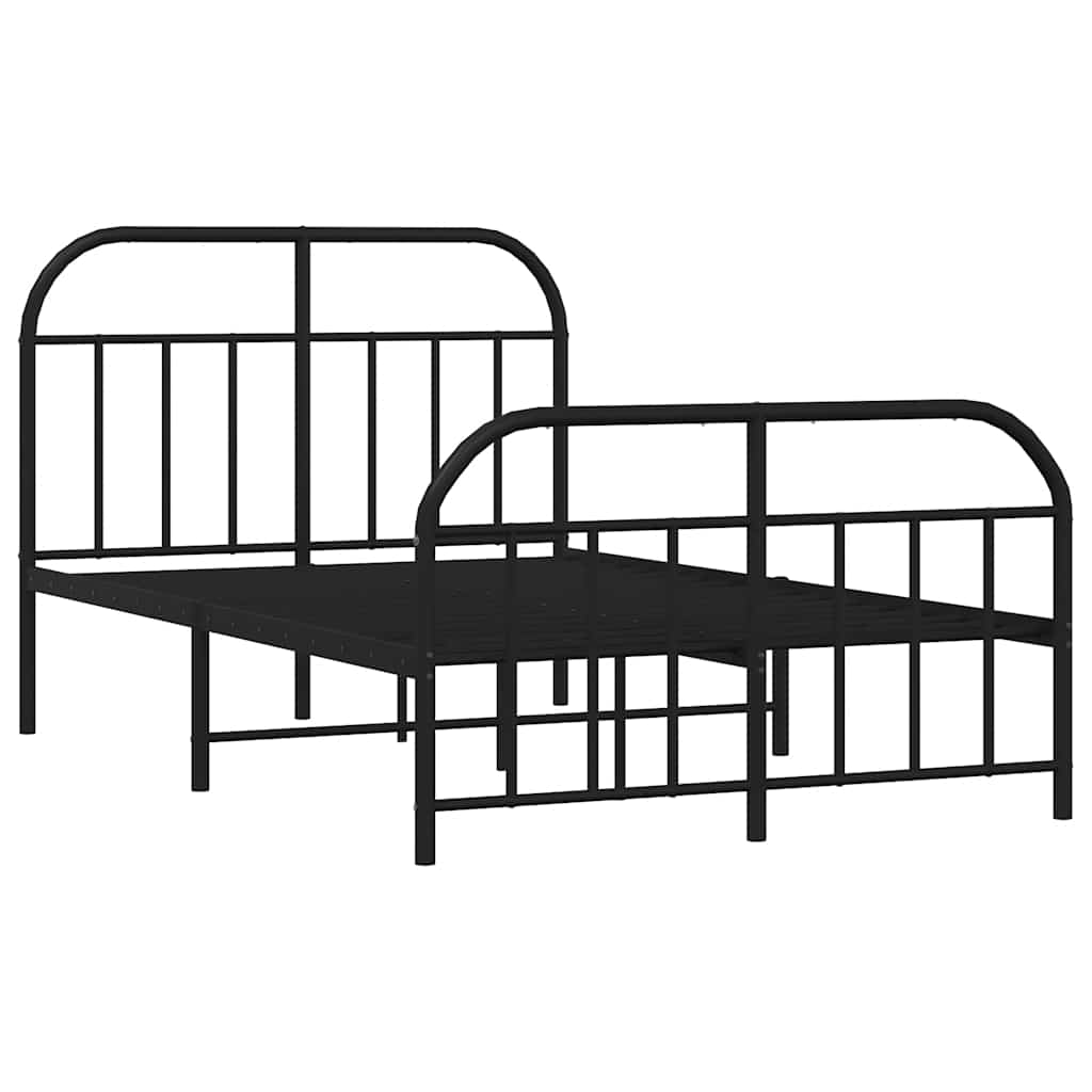 Metalni okvir kreveta uzglavlje i podnožje crni 120x190 cm