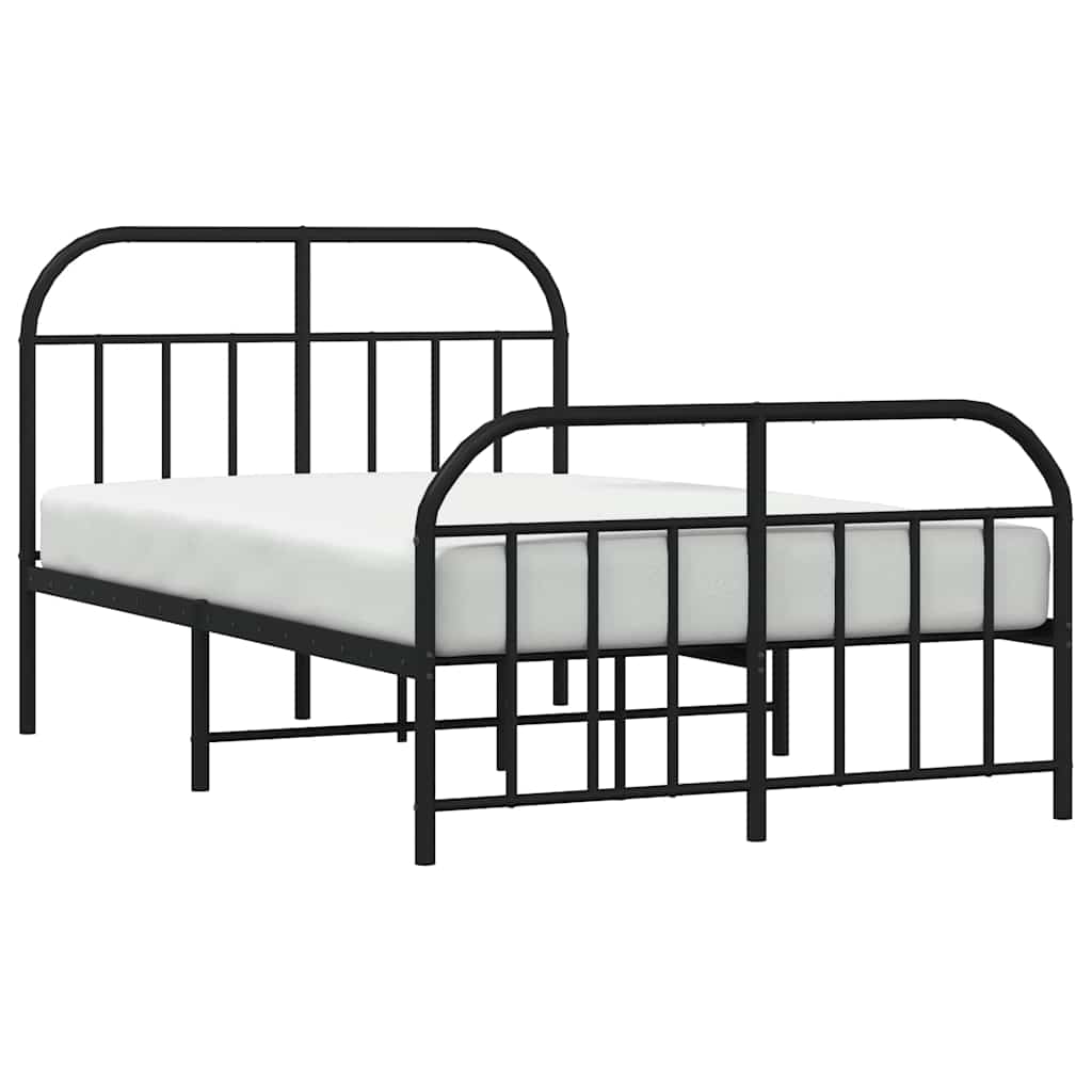 Metalni okvir kreveta uzglavlje i podnožje crni 120x190 cm