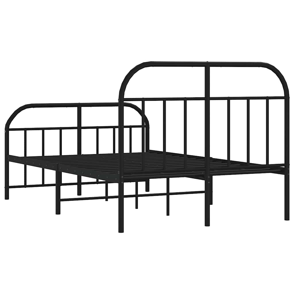 Metalni okvir kreveta uzglavlje i podnožje crni 120x190 cm