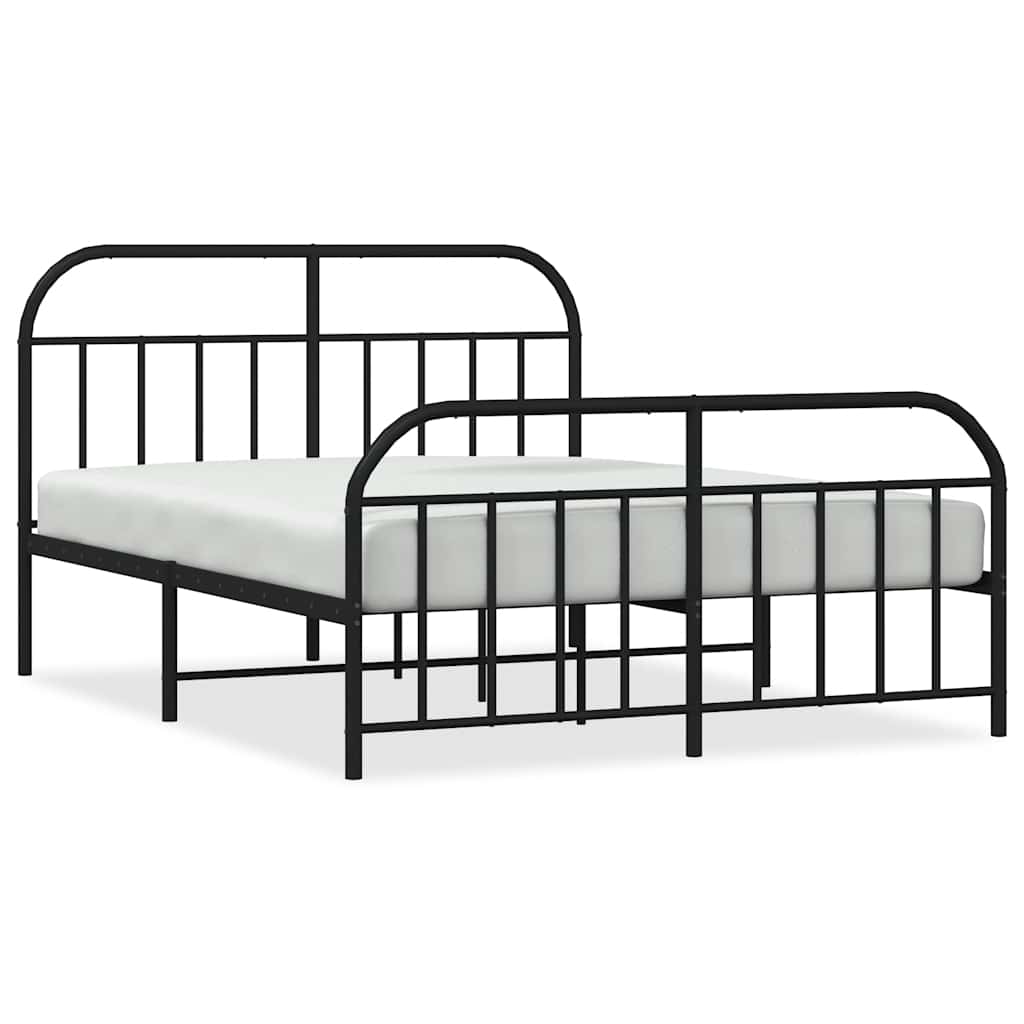 Metalni okvir kreveta uzglavlje i podnožje crni 135x190 cm