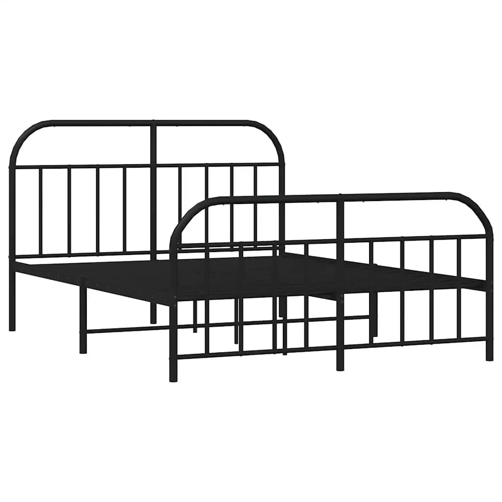 Metalni okvir kreveta uzglavlje i podnožje crni 135x190 cm