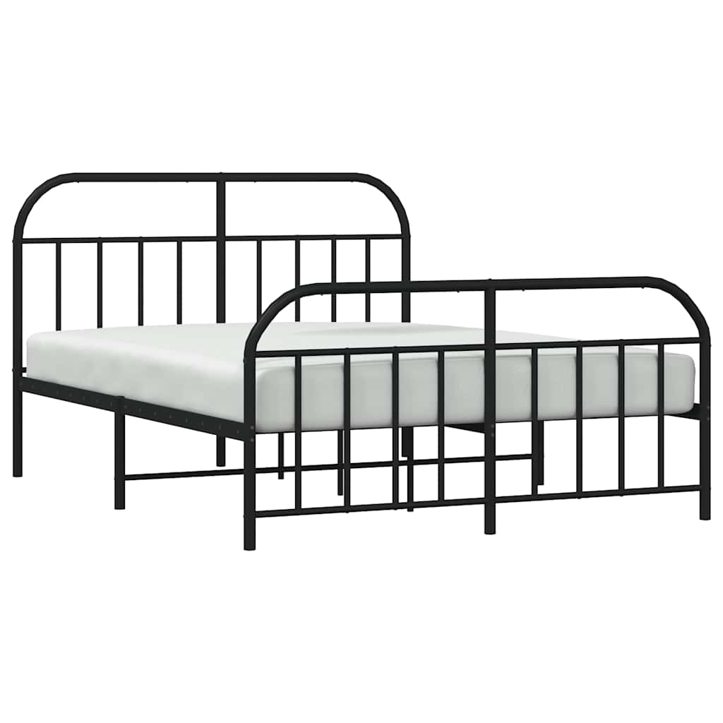 Metalni okvir kreveta uzglavlje i podnožje crni 135x190 cm