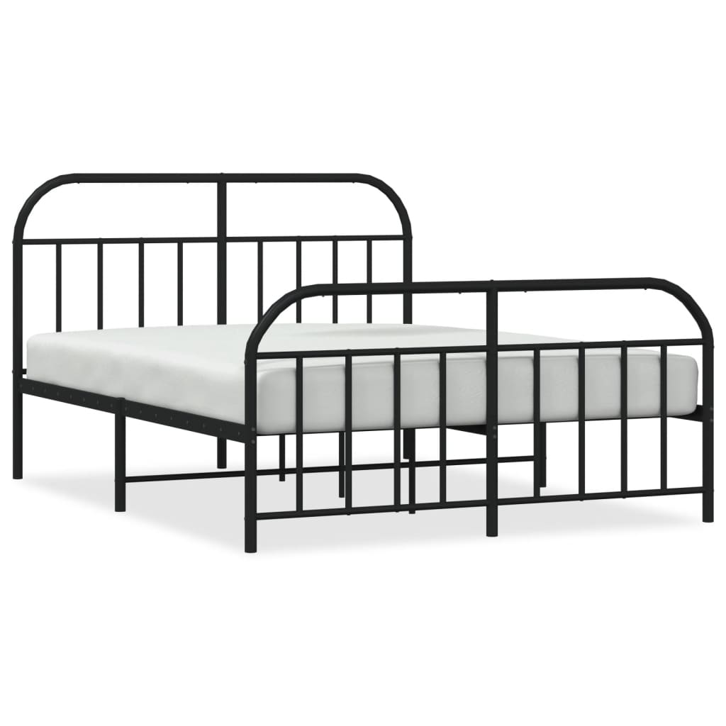 Metalni okvir kreveta uzglavlje i podnožje crni 140x190 cm