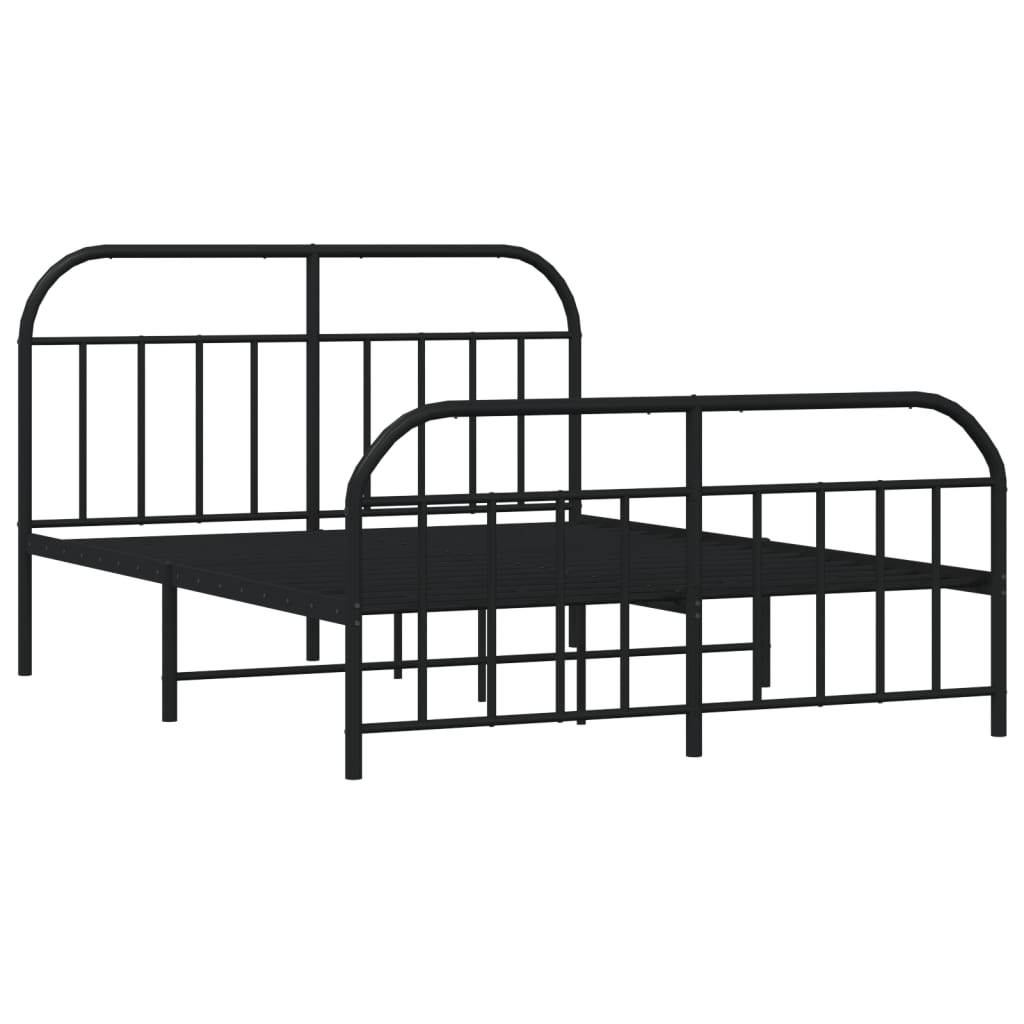 Metalni okvir kreveta uzglavlje i podnožje crni 140x190 cm