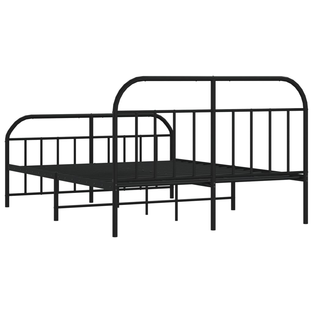 Metalni okvir kreveta uzglavlje i podnožje crni 140x190 cm