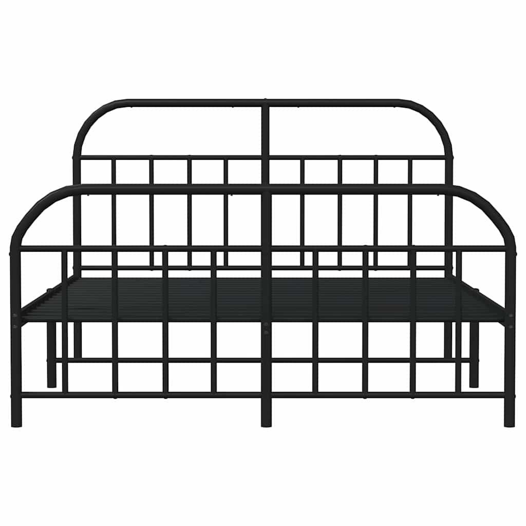 Metalni okvir kreveta uzglavlje i podnožje crni 140x200 cm
