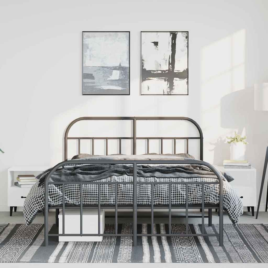 Metalni okvir kreveta uzglavlje i podnožje crni 150x200 cm