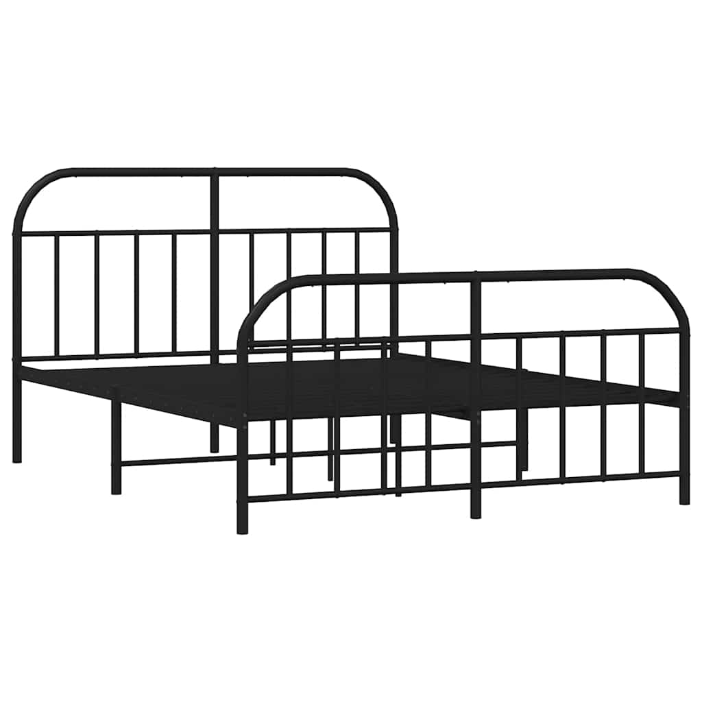 Metalni okvir kreveta uzglavlje i podnožje crni 160x200 cm