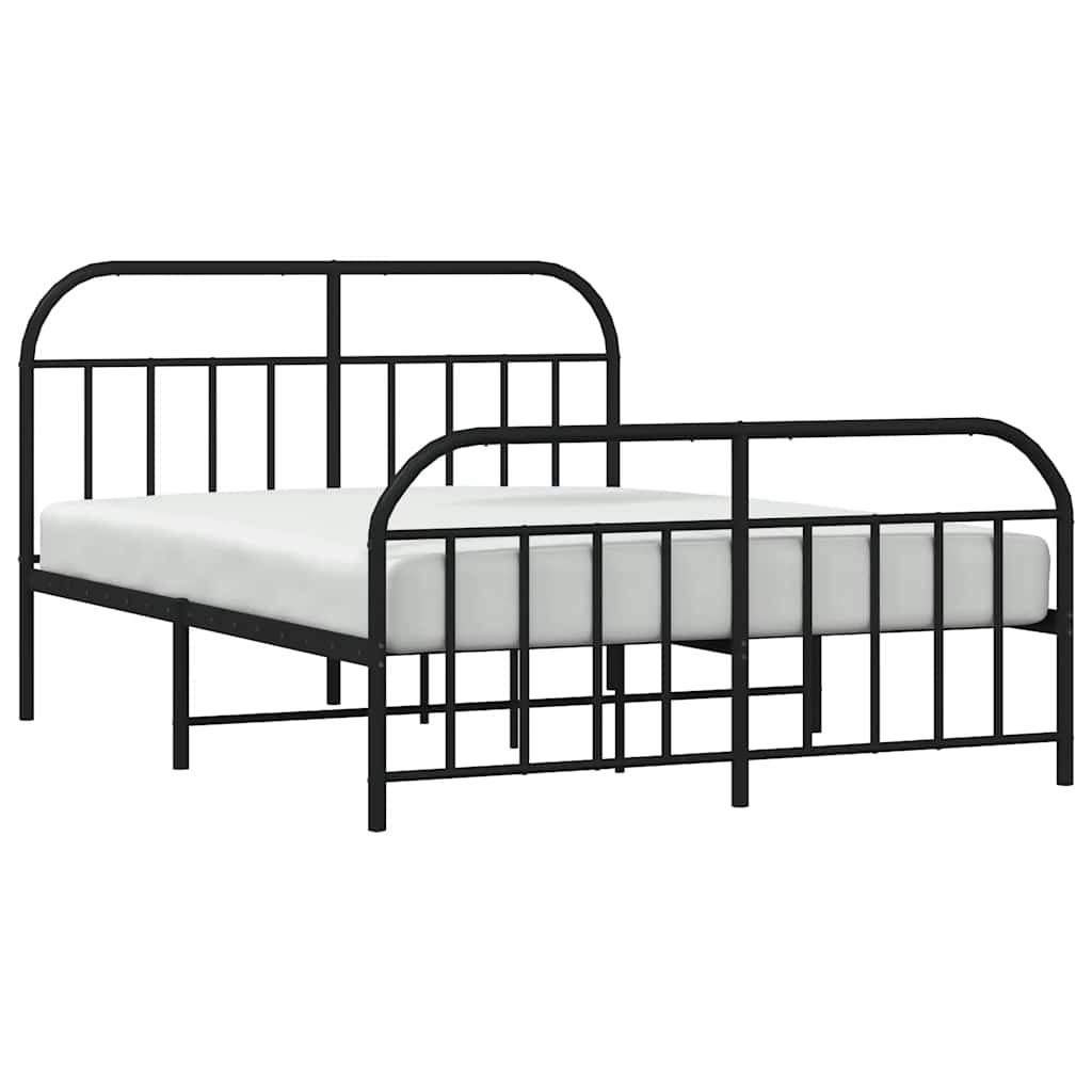 Metalni okvir kreveta uzglavlje i podnožje crni 160x200 cm
