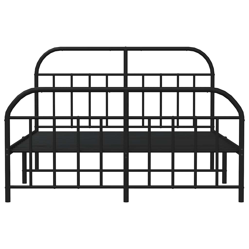 Metalni okvir kreveta uzglavlje i podnožje crni 160x200 cm
