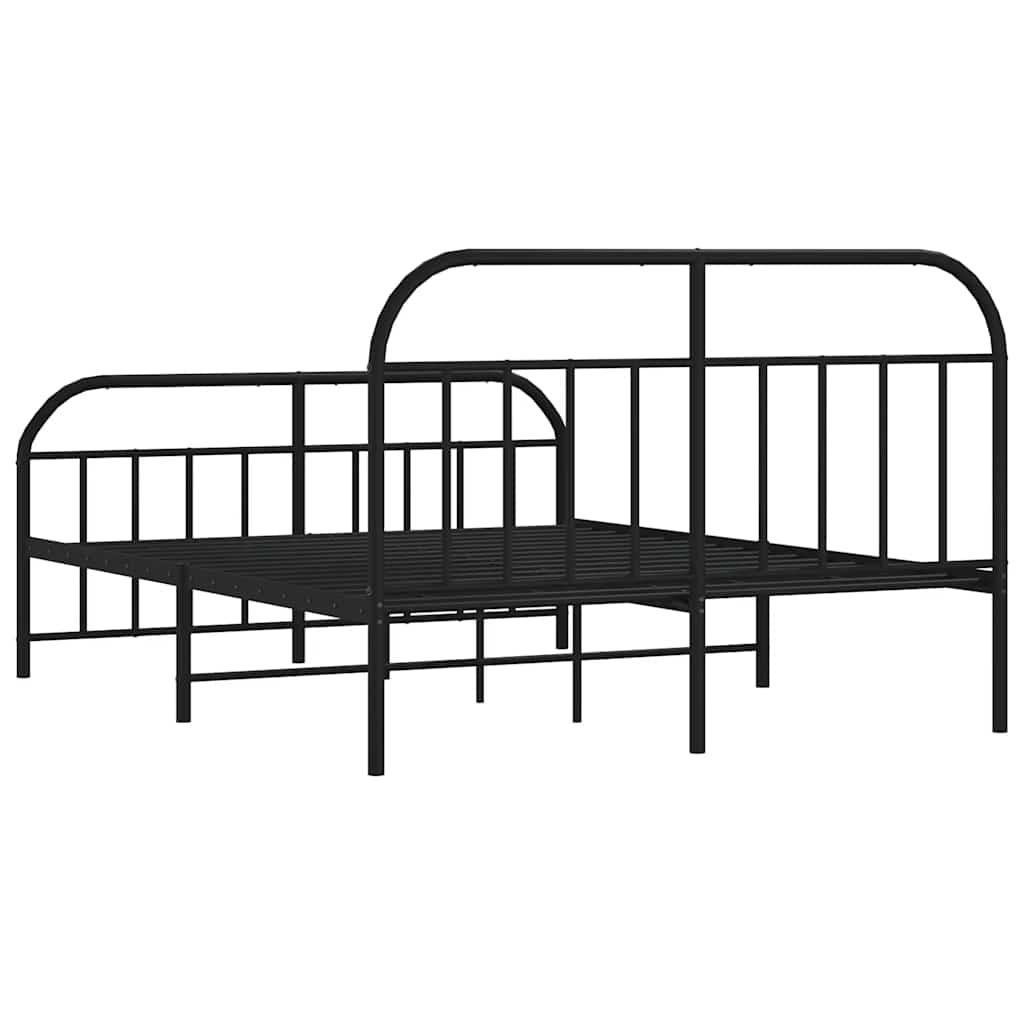 Metalni okvir kreveta uzglavlje i podnožje crni 160x200 cm