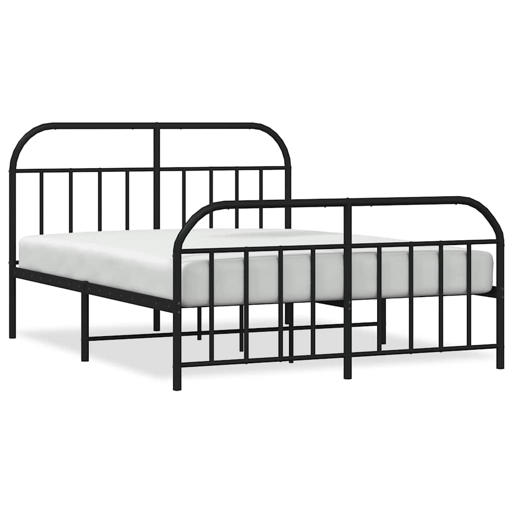 Metalni okvir kreveta uzglavlje i podnožje crni 183x213 cm