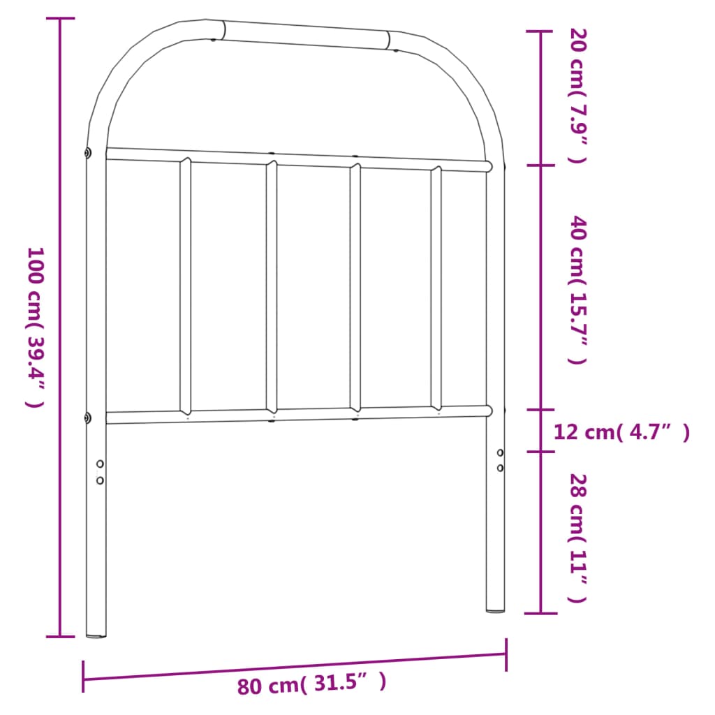 Metalno zamjensko uzglavlje crno 75 cm