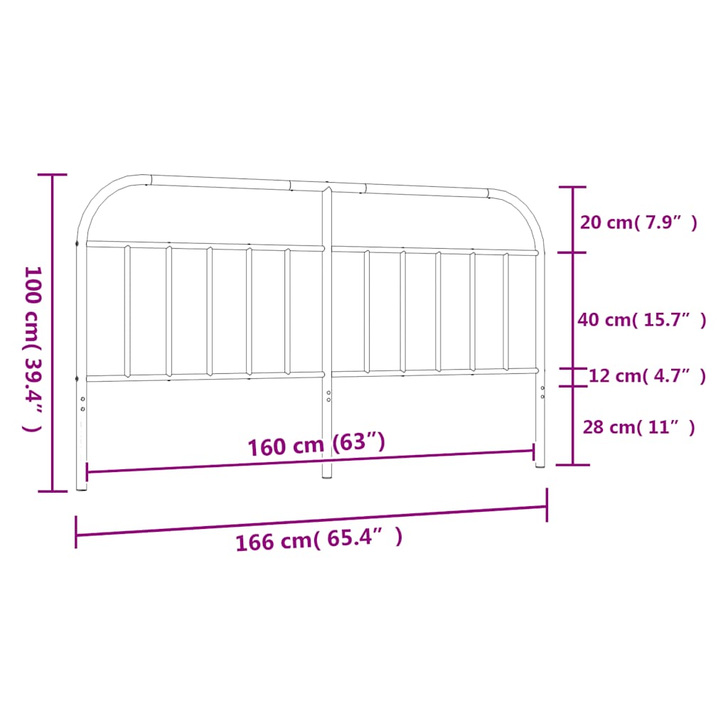 Metalno zamjensko uzglavlje crno 160 cm