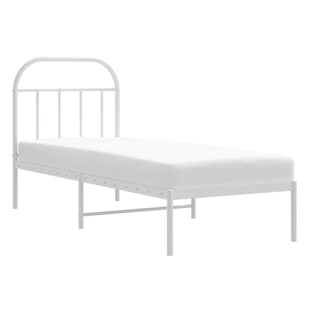 Metalni okvir krevet bez madraca s uzglavljem bijeli 75x190 cm