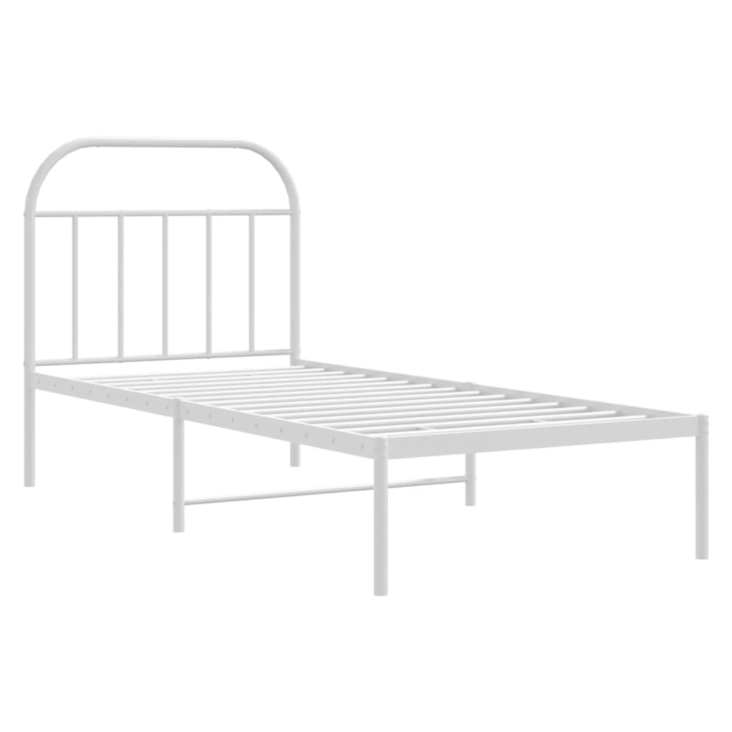 Metalni okvir za krevet s uzglavljem bijeli 90 x 190 cm