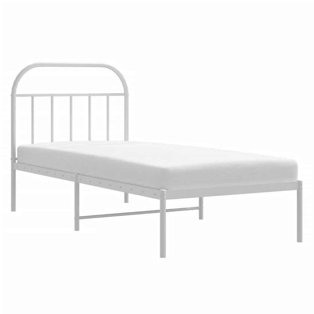 Metalni okvir za krevet s uzglavljem bijeli 90 x 190 cm