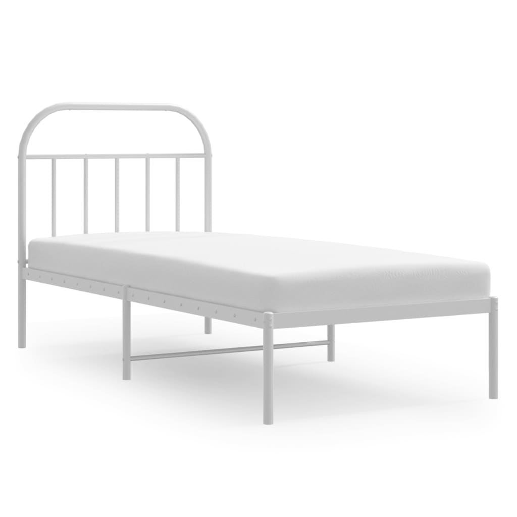 Metalni okvir za krevet s uzglavljem bijeli 90x200 cm
