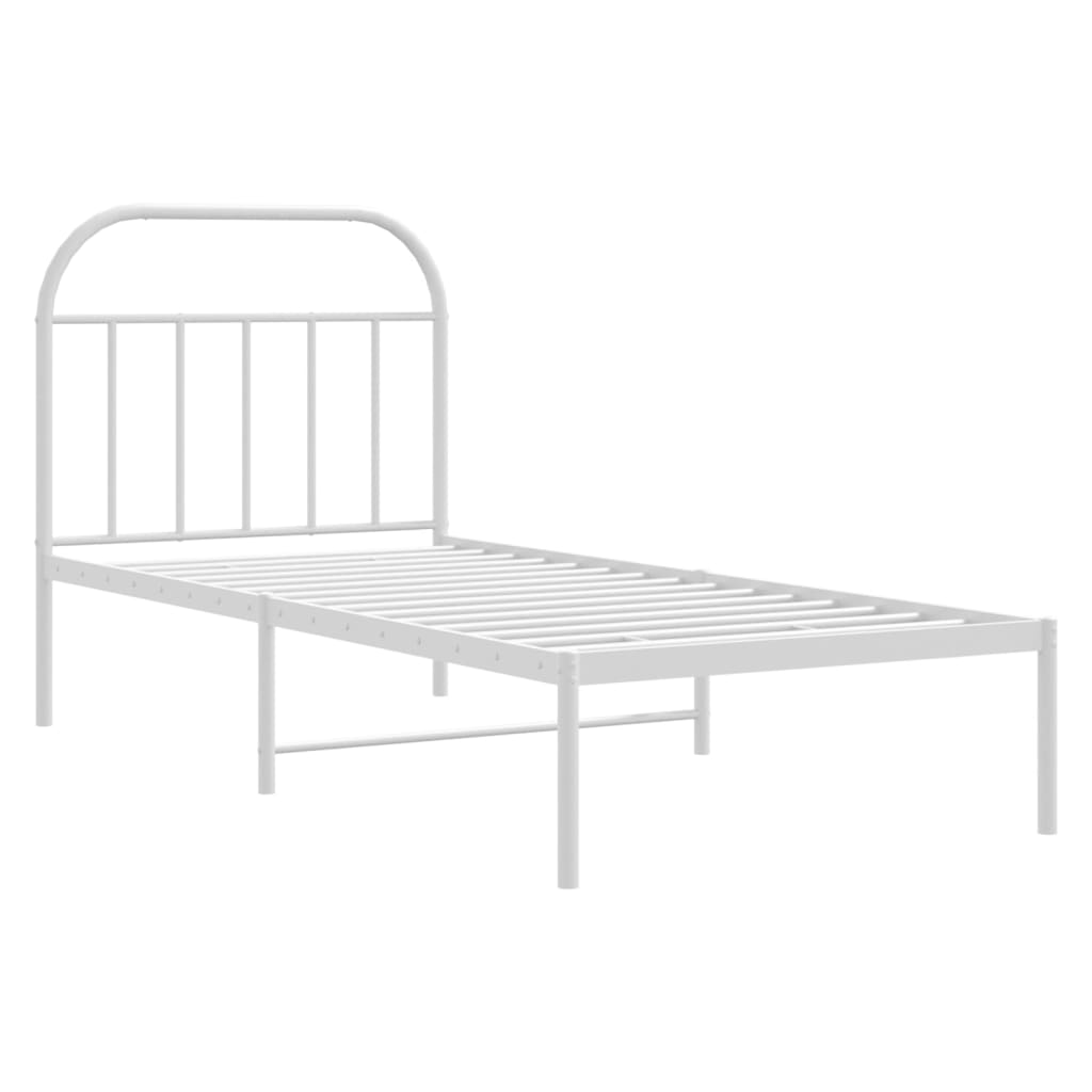 Metalni okvir za krevet s uzglavljem bijeli 90x200 cm