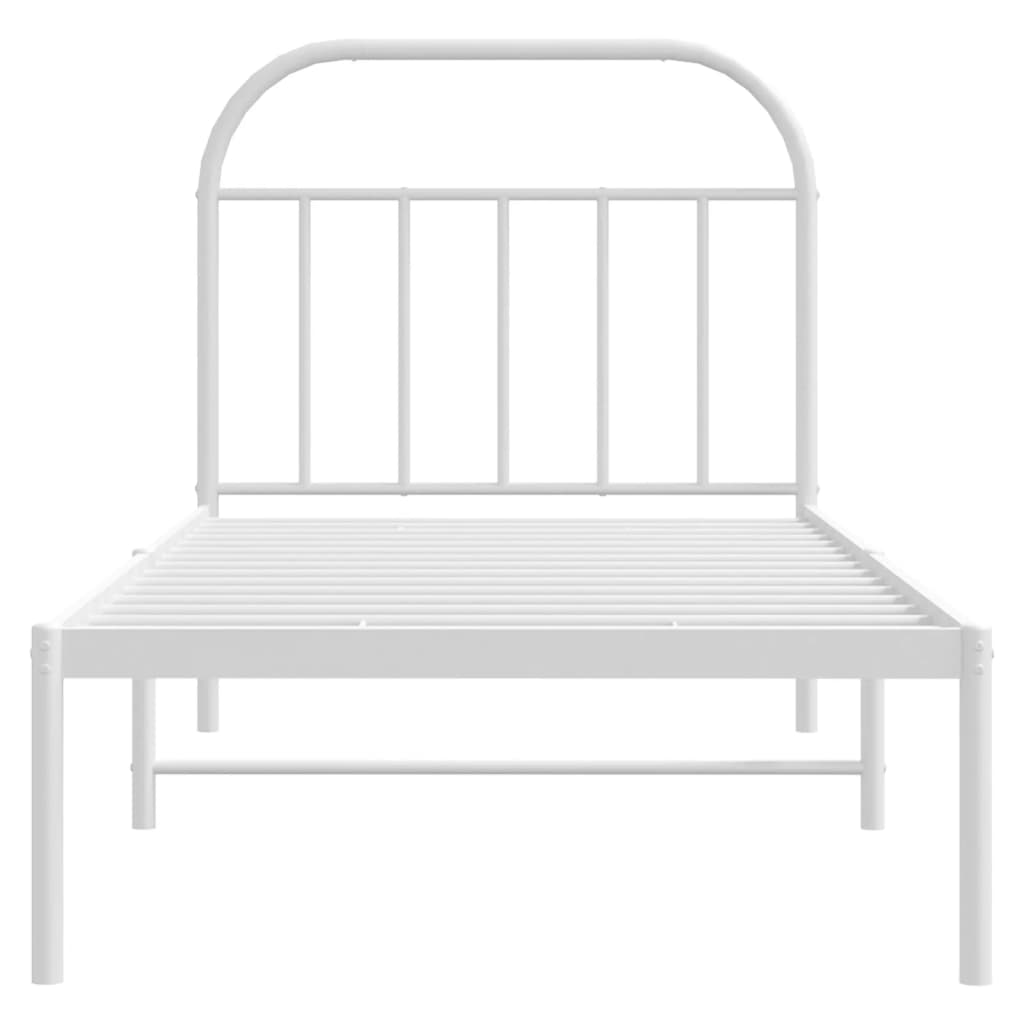 Metalni okvir za krevet s uzglavljem bijeli 90x200 cm