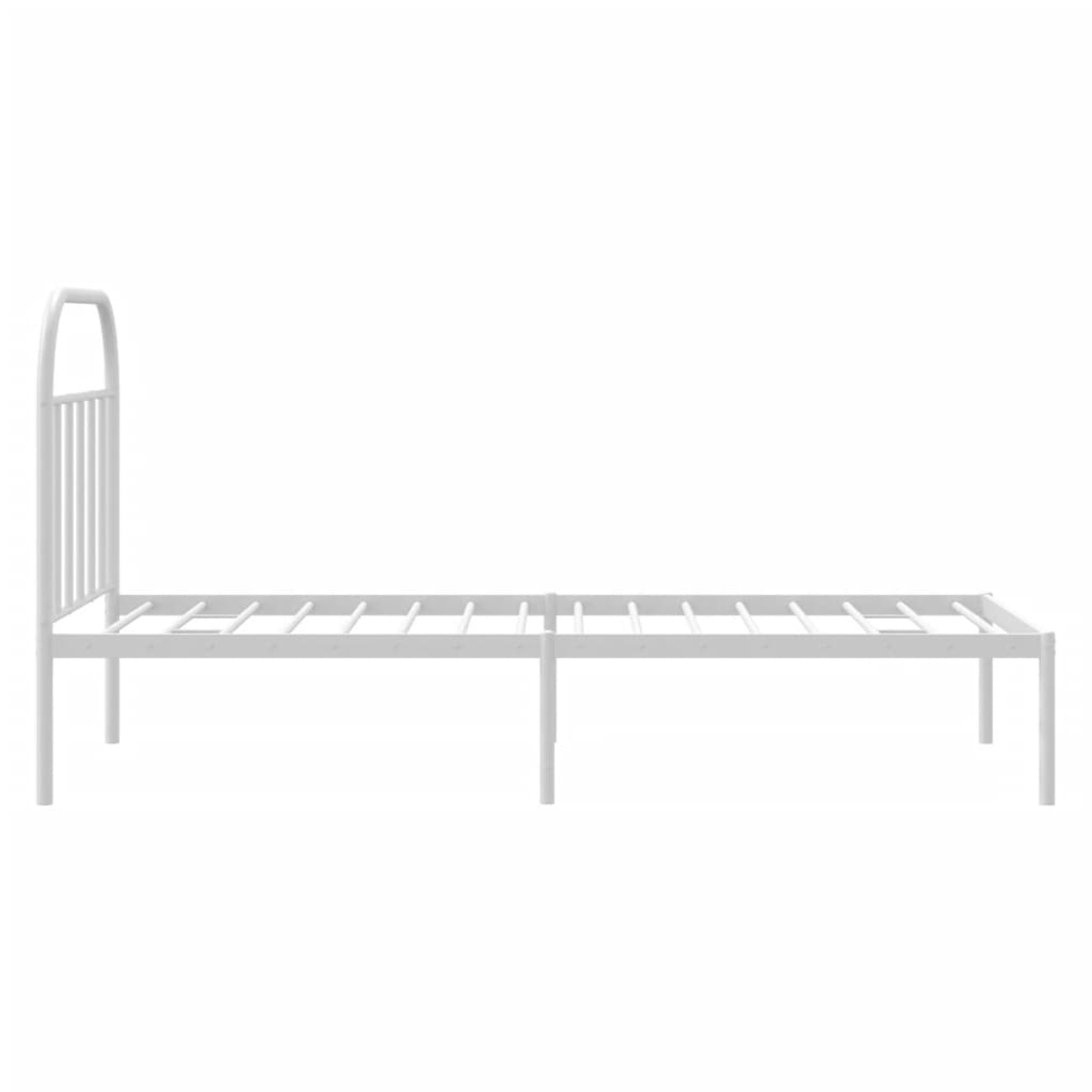 Metalni okvir za krevet s uzglavljem bijeli 90x200 cm