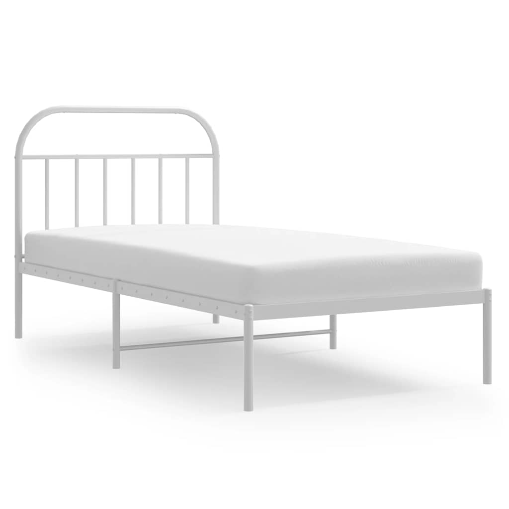 Metalni okvir za krevet s uzglavljem bijeli 100x190 cm